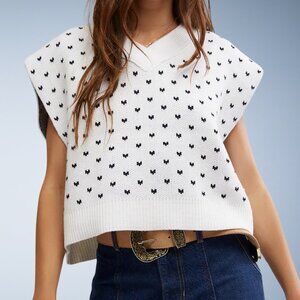 Free People Heart Pattern Easy Street Oversized Boxy Sweater Vest Medium